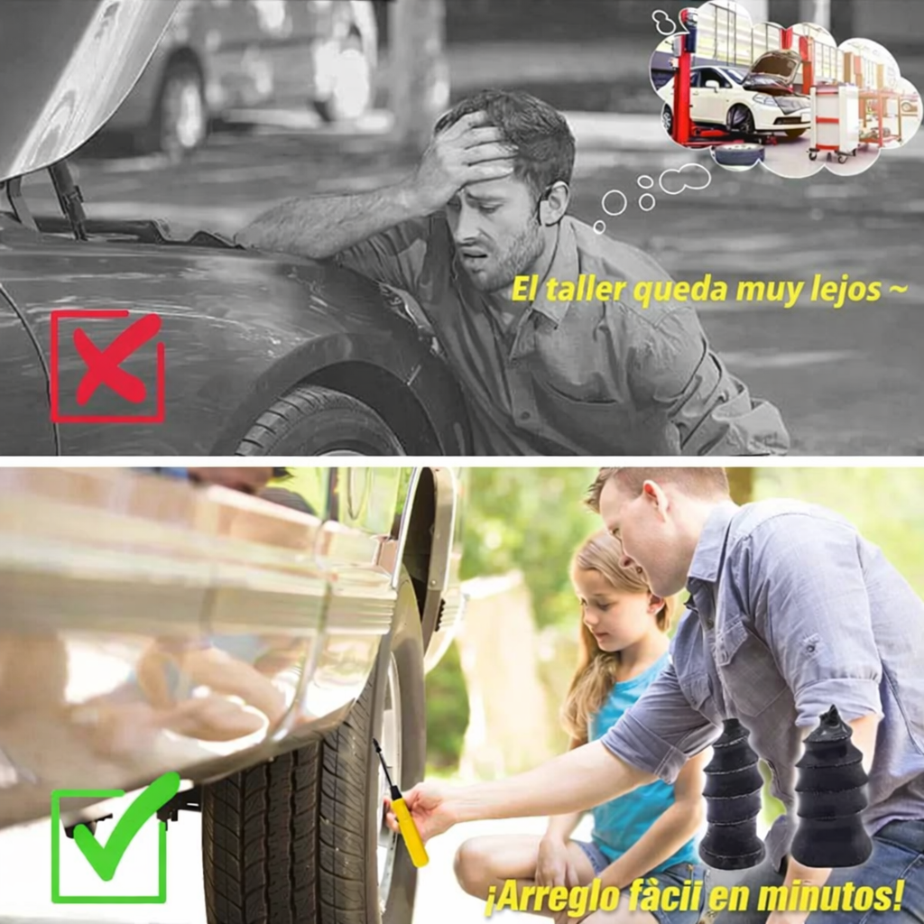Kit Reparación Neumáticos - Parches Pinchazos Universal
