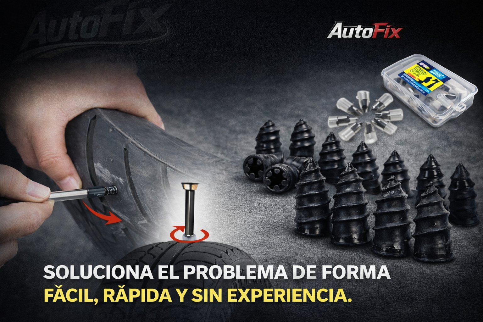 Kit Reparación Neumáticos - Tornillos Antipinchazos Universal